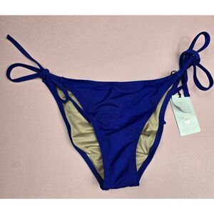 Shade & Shore Blue Side Tie Cheeky Bikini Bottom Large